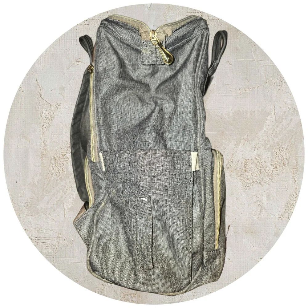 Gray‎ Backpack / Diaper Bag Gold Hardware